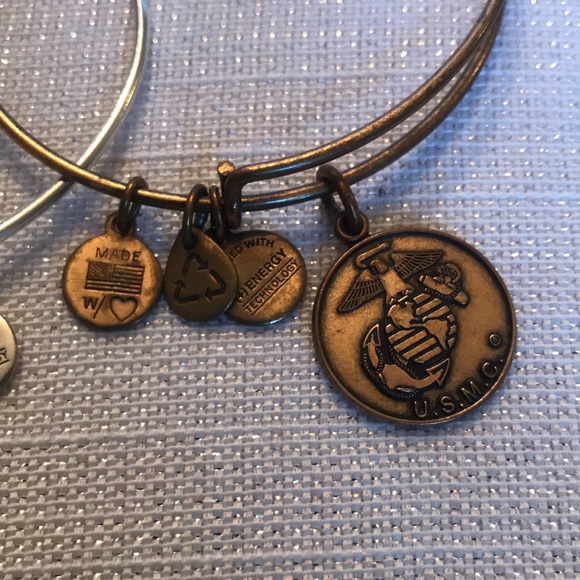 2 Alex and Ani charm bangle bracelet one U.S.M.C. - Picture 2 of 7